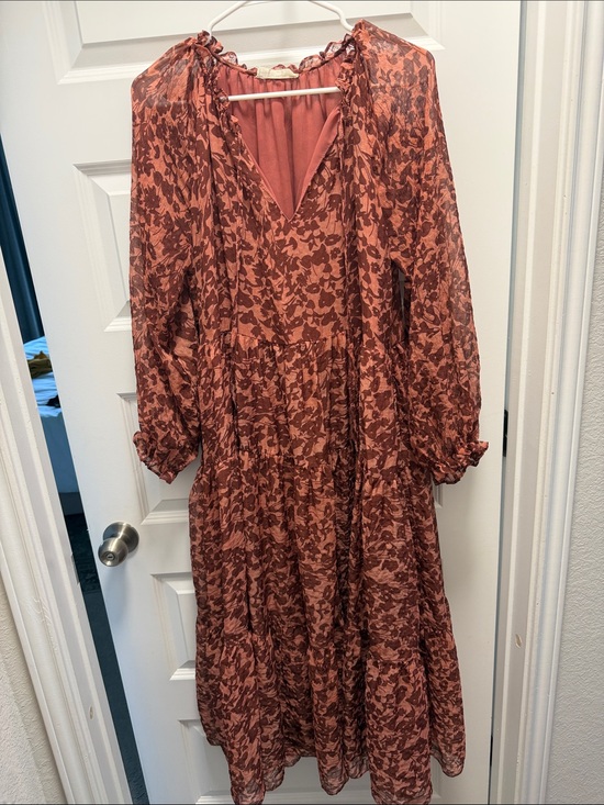 Anthropologie Dresses & Skirts - By Together x Anthropologie Women’s Rust Floral Tiered Midi Dress